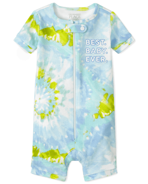 Baby And Toddler Boys Matching Family Short Sleeve 'Best Baby Ever' Snug Fit Cotton One Piece Pajamas