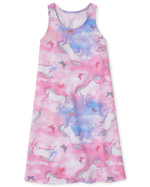 Girls Sleeveless Unicorn Nightgown