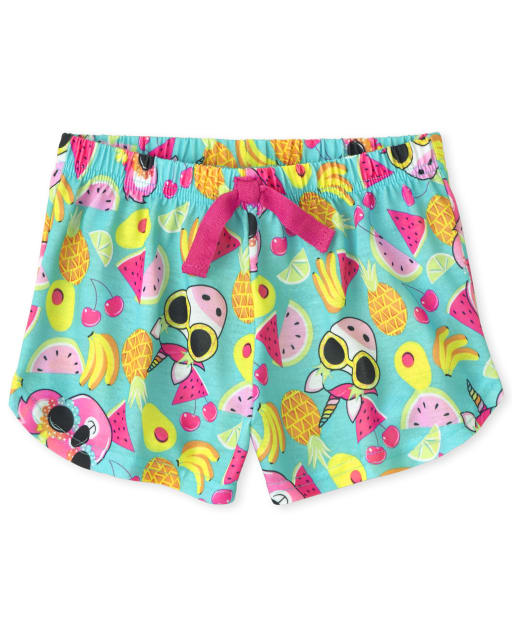 Girls Fruit Print Pajama Shorts