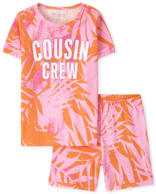 Pyjama en coton coupe ajustée tropicale pour fille