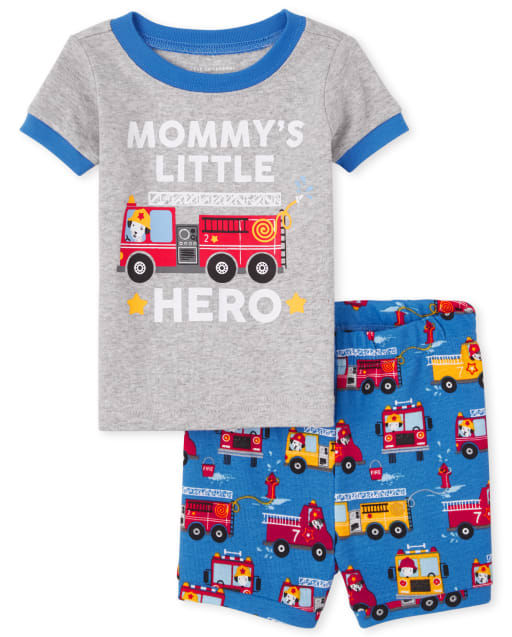 Baby And Toddler Boys Fire Truck Snug Fit Cotton Pajamas