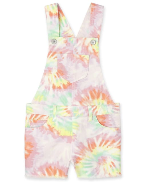 Short en sergé arc-en-ciel tie-dye pour fille