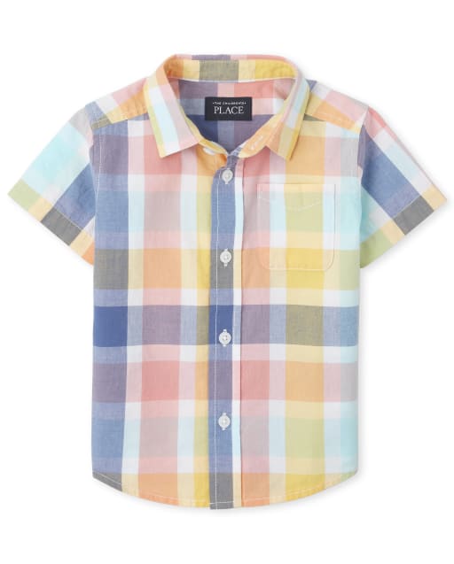 Baby And Toddler Boys Plaid Poplin Button Up Shirt