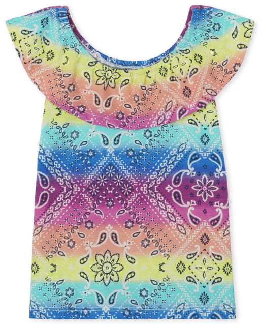 Girls Print Ruffle Top