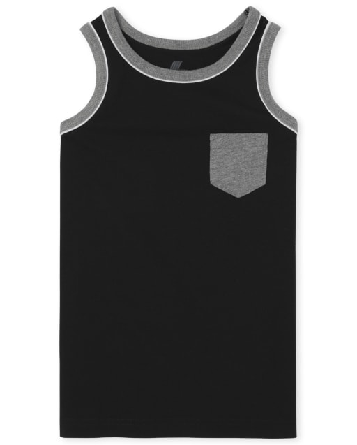 Boys Piped Pocket Tank Top