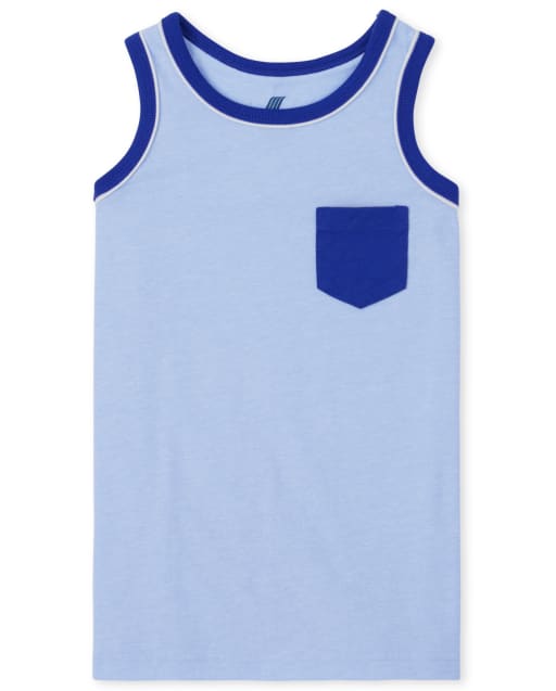 Boys Piped Pocket Tank Top