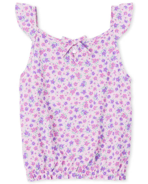 Girls Floral Flutter Tank Top