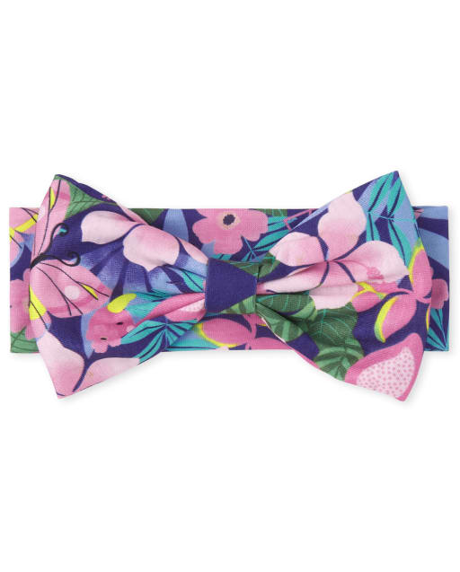 Diadema con lazo floral para bebés niñas