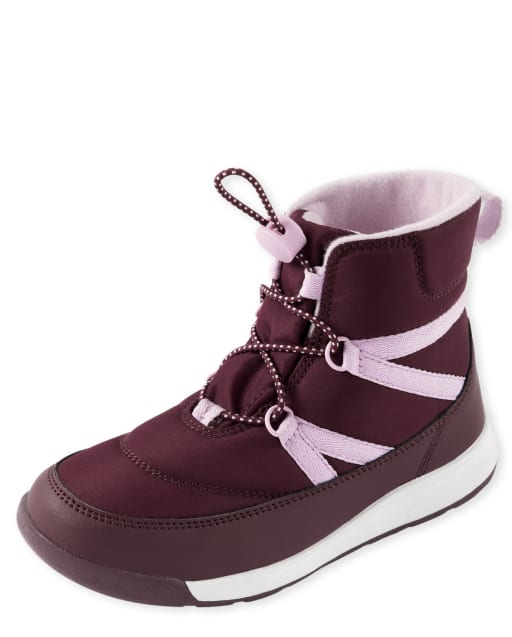 Girls Colorblock Lace Up All Weather Boots