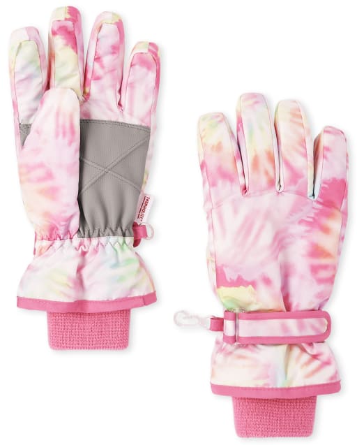 Girls Rainbow Tie Dye Glacier Fleece Gloves