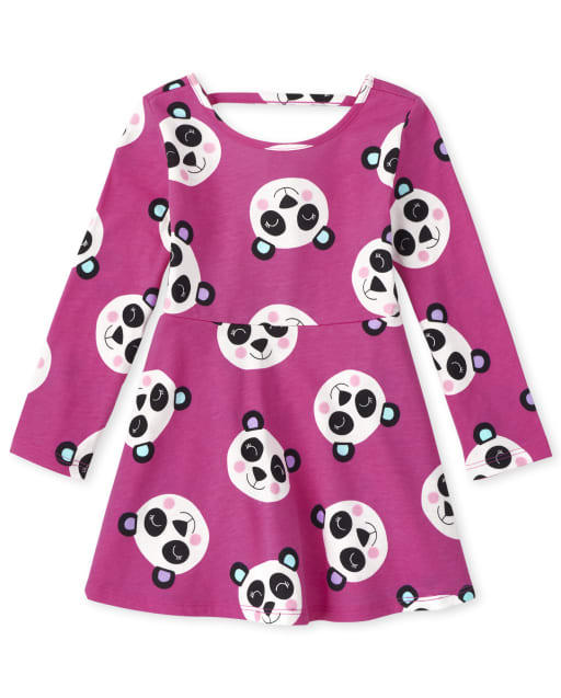 Vestido skater con corte de panda para bebés y niñas pequeñas