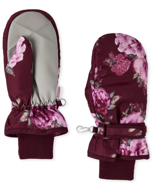 Girls Floral Glacier Fleece Mittens