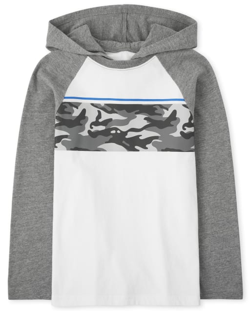 Boys Camo Colorblock Hooded Top