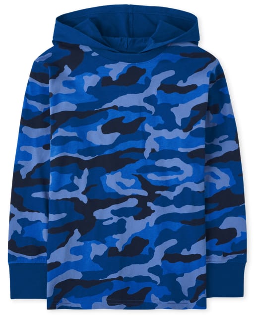 Boys Camo Hooded Top