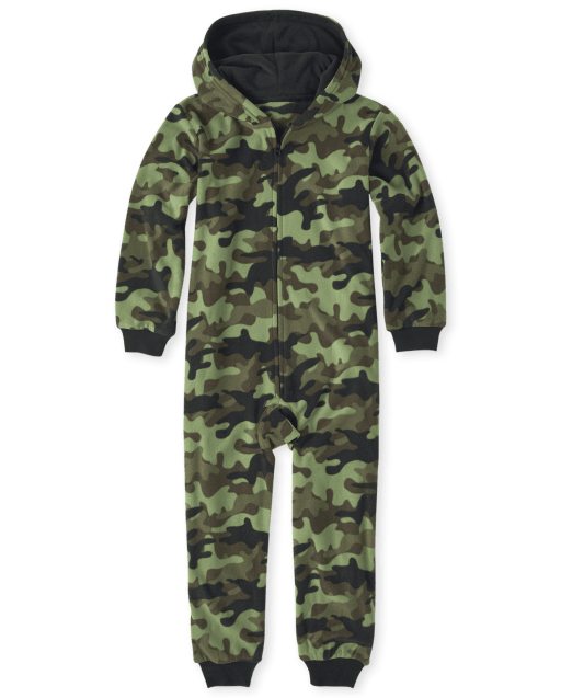 Pijama de una pieza de forro polar de camuflaje para niños