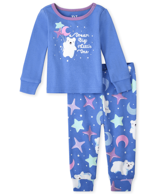 Pijama de algodón ajustado de manga larga para niña "Dream Big Little One"