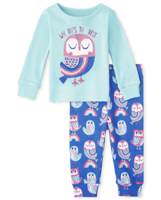 Baby And Toddler Girls Long Sleeve 'Whooo's The Best' Snug Fit Cotton Pajamas