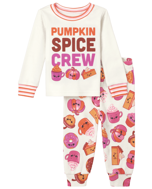 Pijama de algodón de ajuste ceñido para bebés y niñas pequeñas Pumpkin Spice Crew