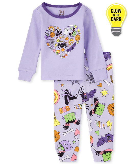 Pijamas de algodón de manga larga para bebés y niñas pequeñas de Halloween