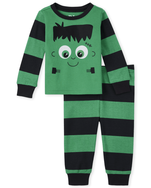 Unisex Baby And Toddler Halloween Long Sleeve Frankenstein Snug Fit Cotton Pajamas