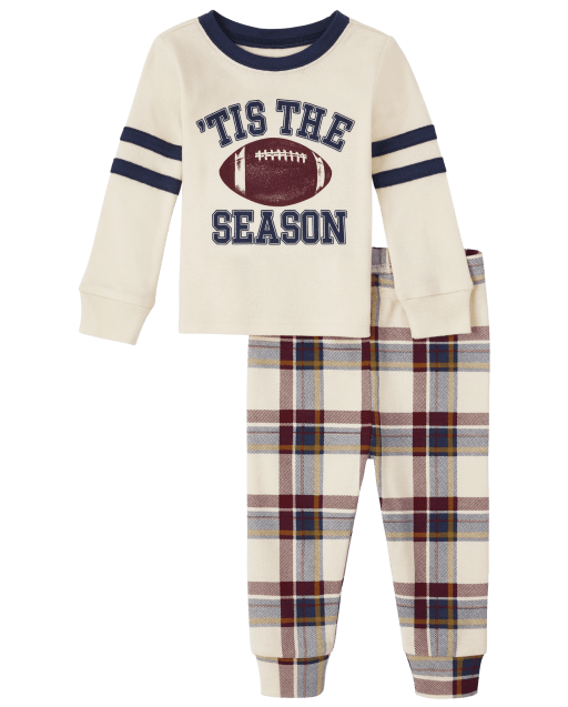 Pijama de algodón unisex para bebés y niños pequeños a juego con fútbol familiar