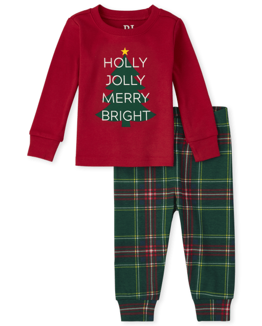 Pijama de algodón unisex para bebés y niños pequeños a juego con la familia Holly Jolly Snug Fit