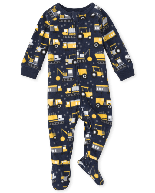 The Children's Place Baby Toddler Boy Construction Fleece One Piece Pajamas 2-Pack 