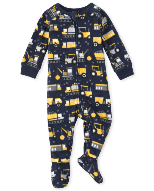 Baby And Toddler Boys Construction Fleece One Piece Pajamas