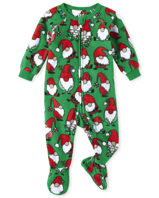 Unisex Baby And Toddler Matching Family Christmas Gnomies Fleece One Piece Pajamas