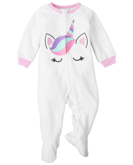 Pijama de una pieza de forro polar de unicornio para bebés y niñas pequeñas