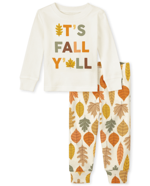 Pijama de algodón unisex de manga larga a juego para bebés y niños pequeños a juego con la familia Fall 'It's Fall Y'all'