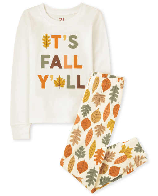 Unisex Kids Matching Family Long Sleeve Fall 'It's Fall Y'all' Snug Fit Cotton Pajamas