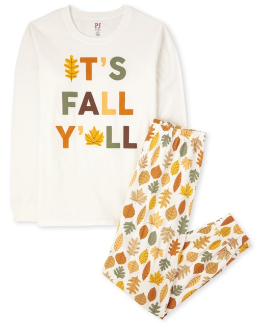 Unisex Adult Matching Family Long Sleeve Fall 'It's Fall Y'all' Cotton Pajamas