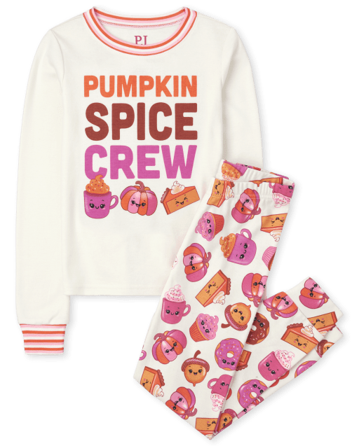 Girls Pumpkin Spice Crew Snug Fit Cotton Pajamas