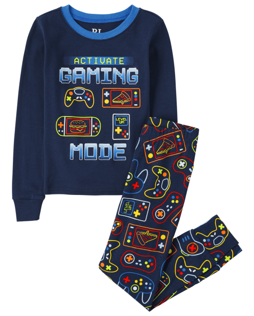 Boys Long Sleeve Gaming Mode Snug Fit Cotton Pajamas