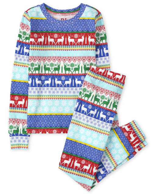 Kids Matching Family Merry and Bright Fairisle Snug Fit Cotton Pajamas
