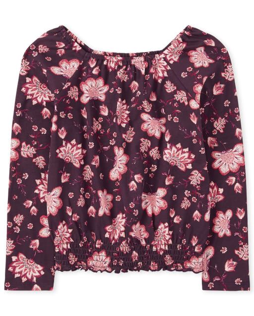 Top fruncido con estampado de niñas