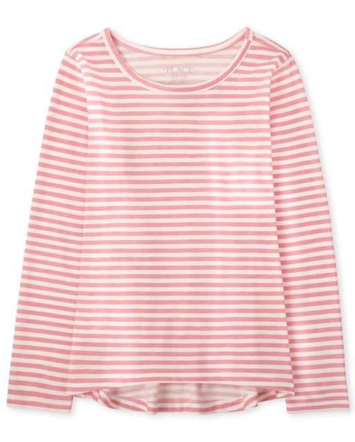 T-shirt basique à superposition rayé pour fille
