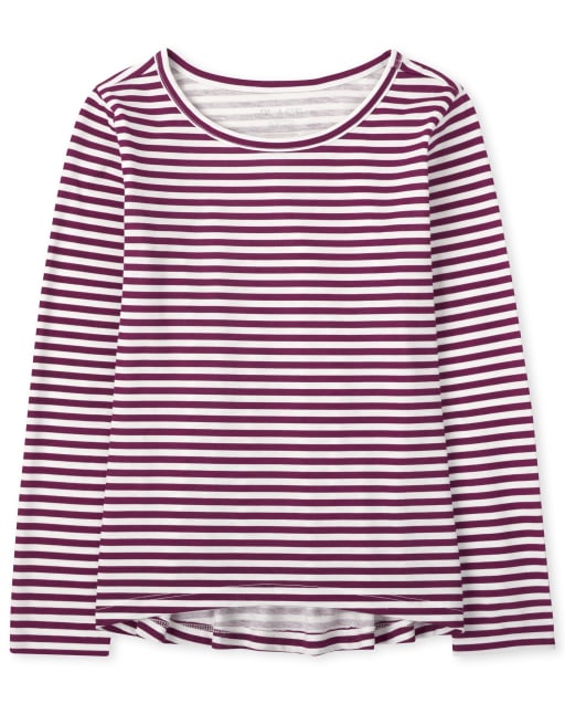 T-shirt basique à superposition rayé pour fille