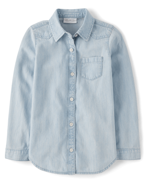 Camisa de mezclilla con botones para niñas