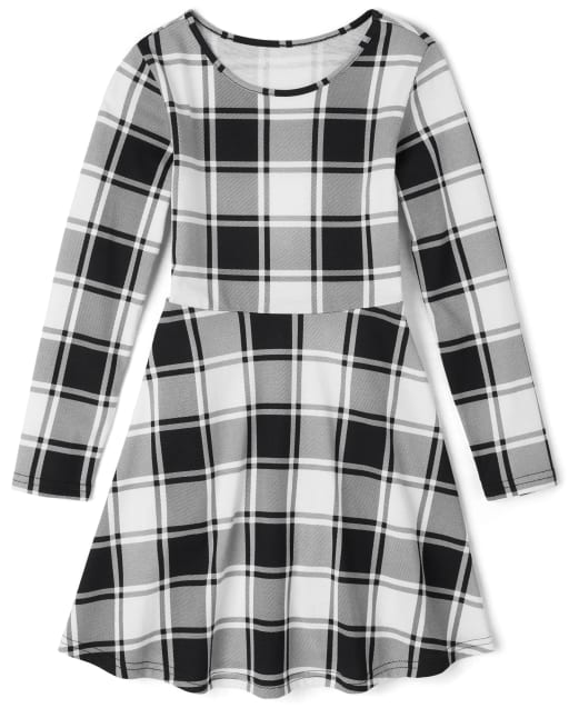 Robe patineuse à carreaux pour fille