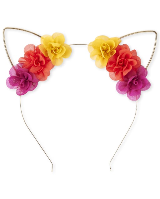 Girls Flower Cat Ears Headband