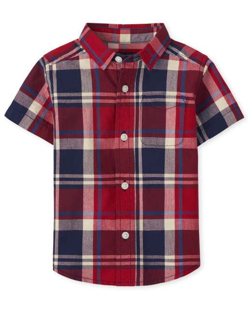Baby And Toddler Boys Plaid Poplin Button Up Shirt