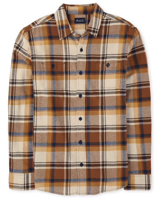 Mens Matching Family Plaid Flannel Button Up Shirt