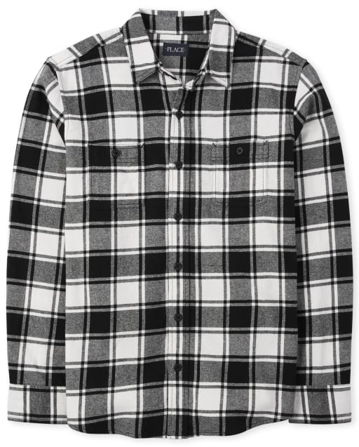 Chemise boutonnée en flanelle à carreaux de buffle assortie pour homme