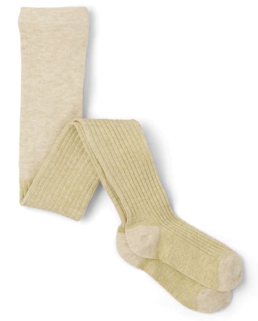 Girls Metallic Ribbed Tights
