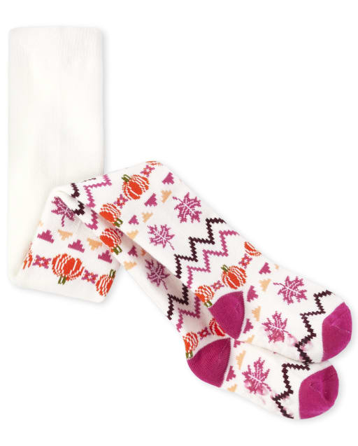 Toddler Girls Pumpkin Fairisle Tights