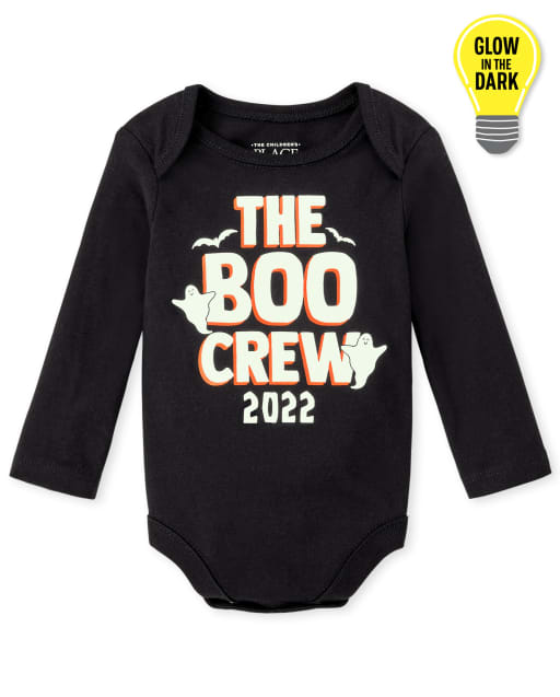 Unisex Baby Matching Family Glow In The Dark Halloween Long Sleeve Boo Crew Graphic Bodysuit