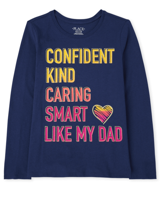 Camiseta de manga larga con estampado de papá para niñas