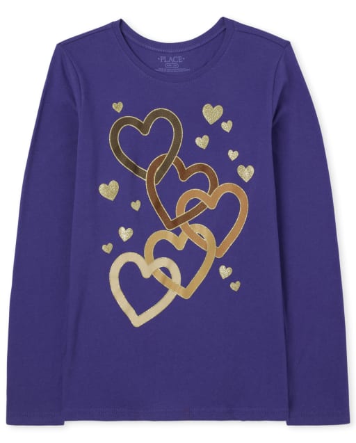 Camiseta con estampado de corazones para niñas